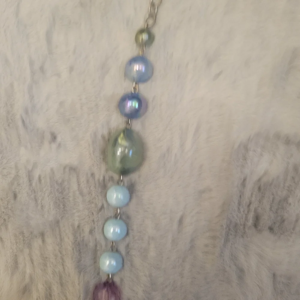 Aris by Treska Long Beaded Blue Purple Green Necklace